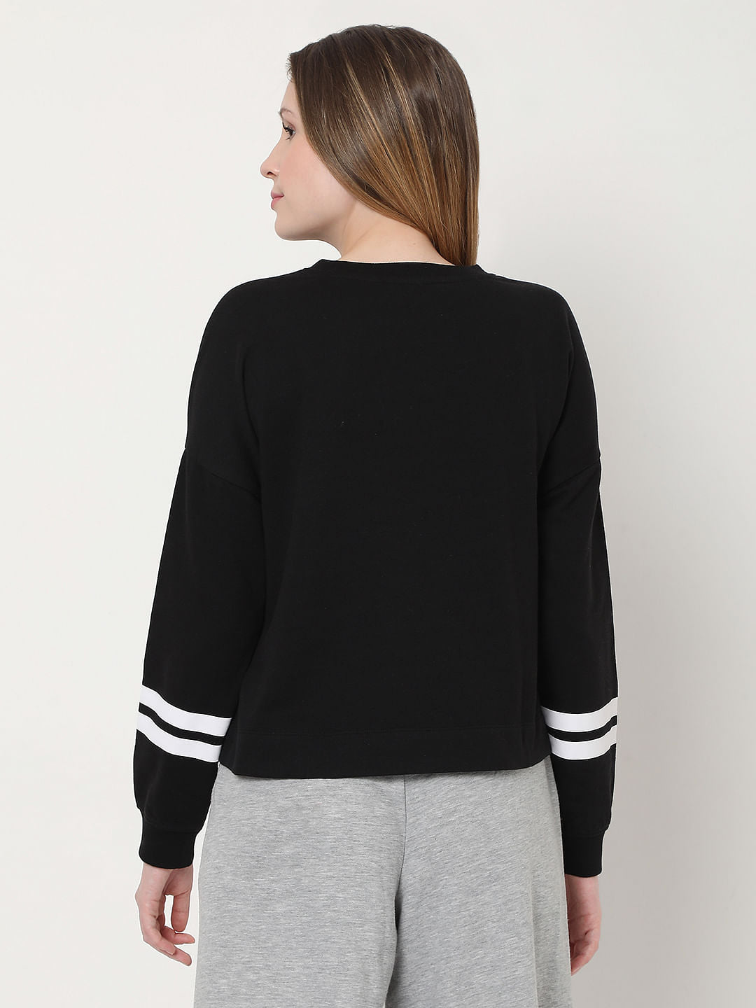 Black Text Print Sweatshirt