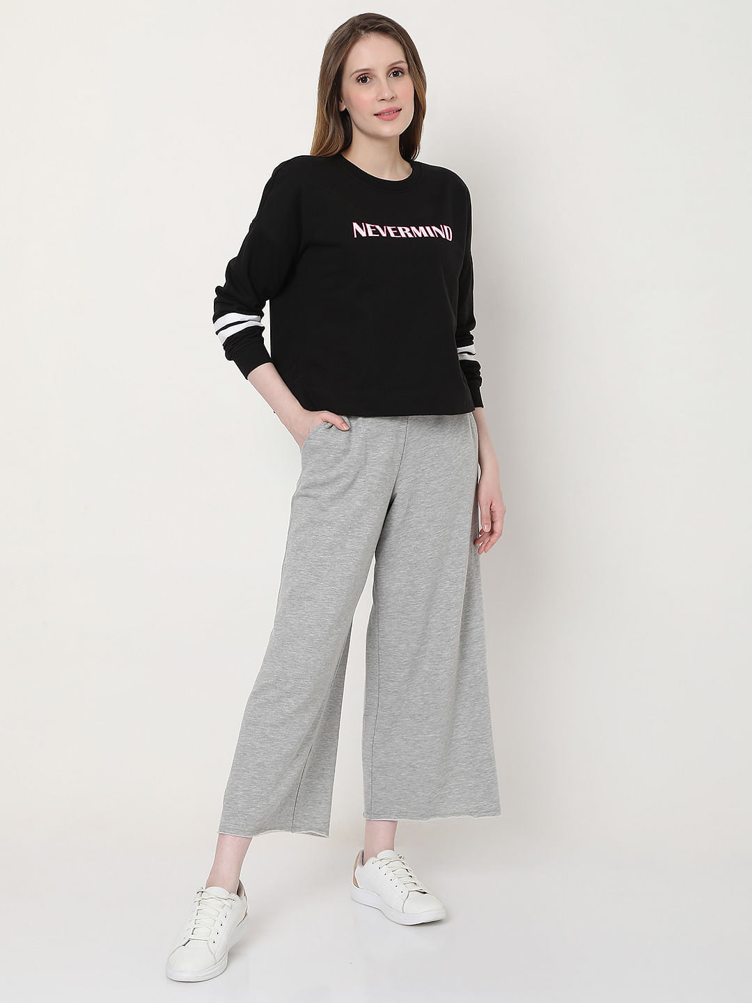 Black Text Print Sweatshirt