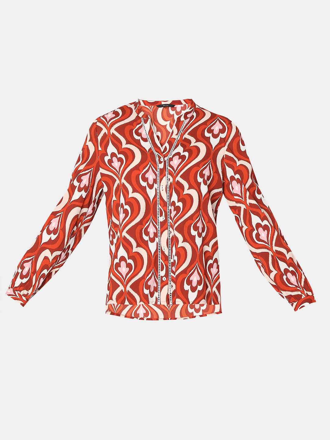 Orange Printed Co-Ord Set Top