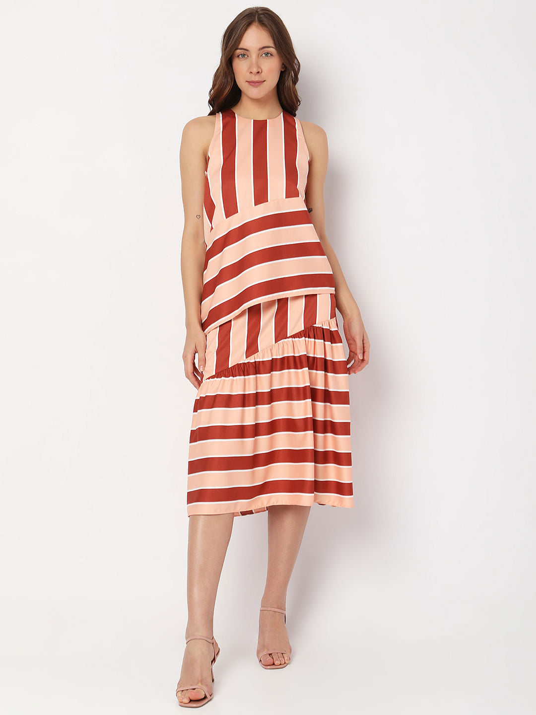 Peach Striped Co-Ord Top