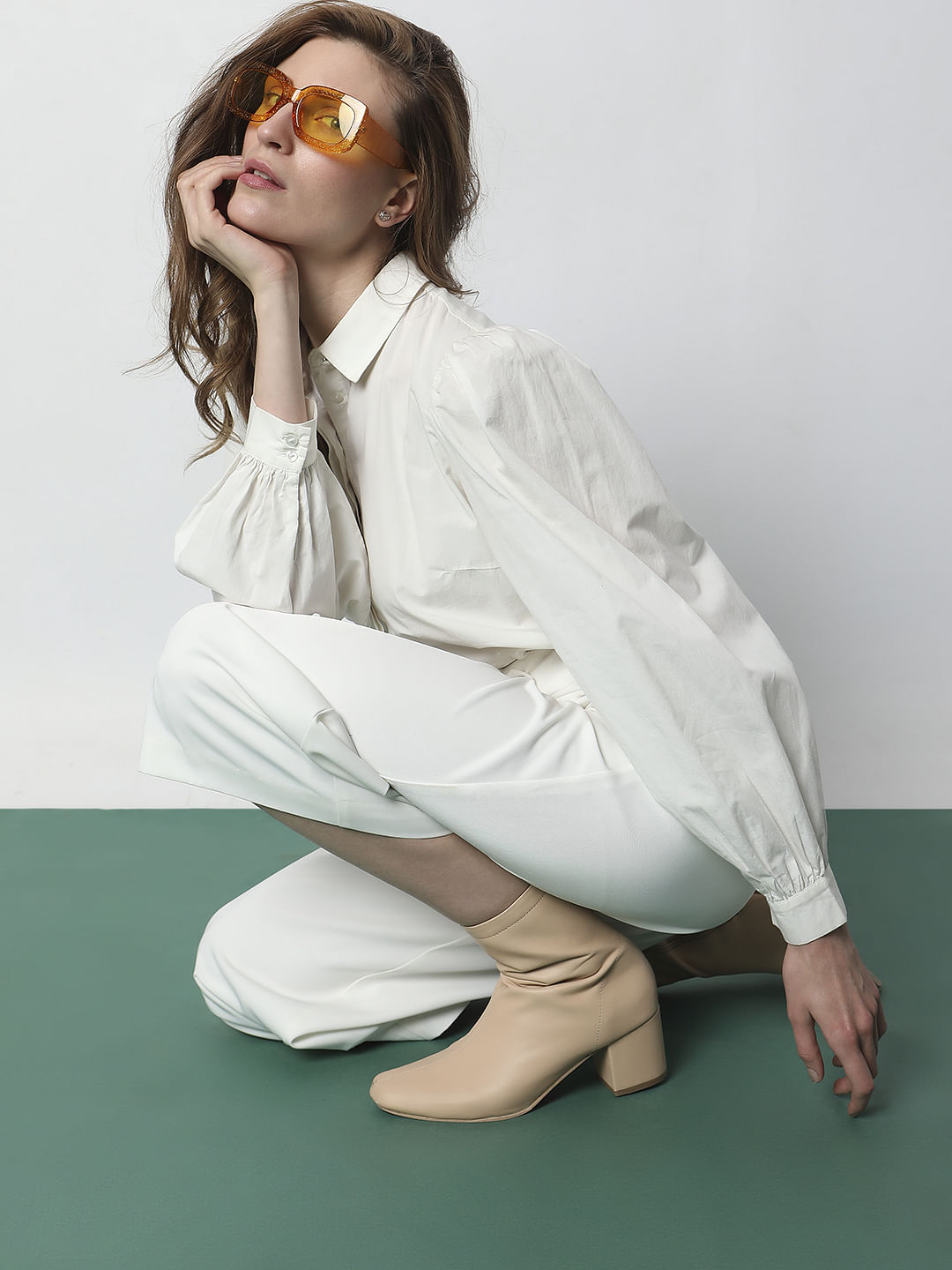 Yellow Square Shaped Sunglasses