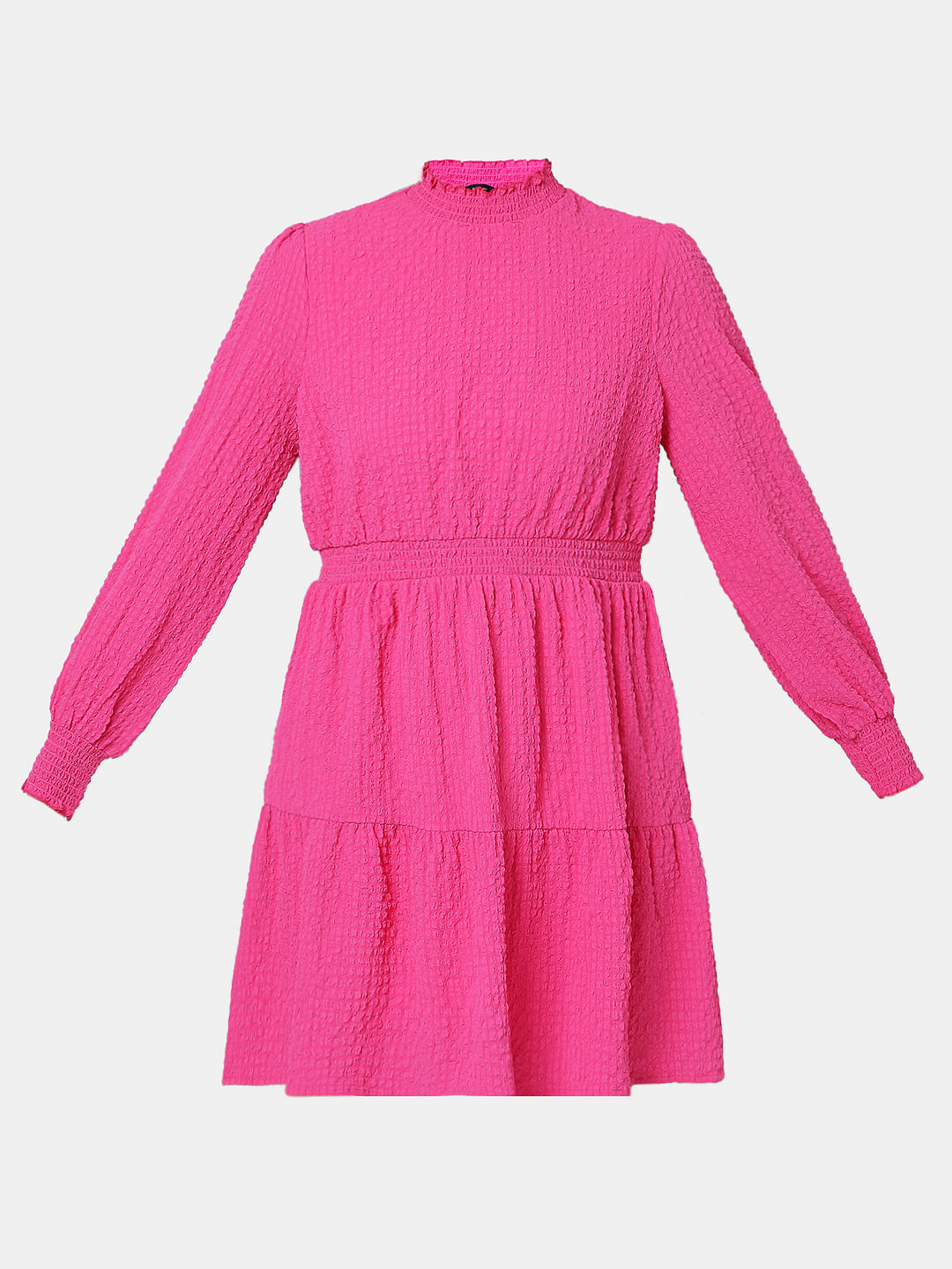 Bold Pink High Neck Mini Dress