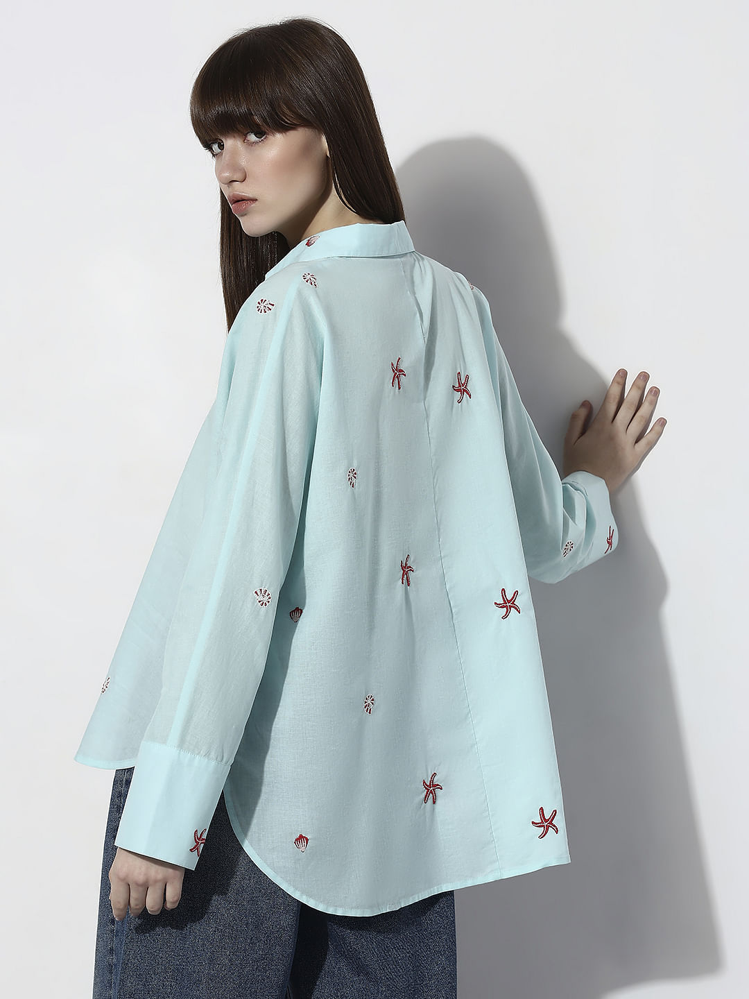 Blue Sea Shell Print Shirt