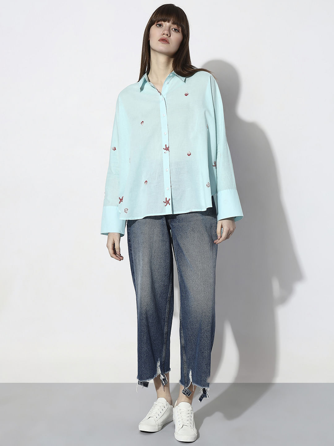 Blue Sea Shell Print Shirt