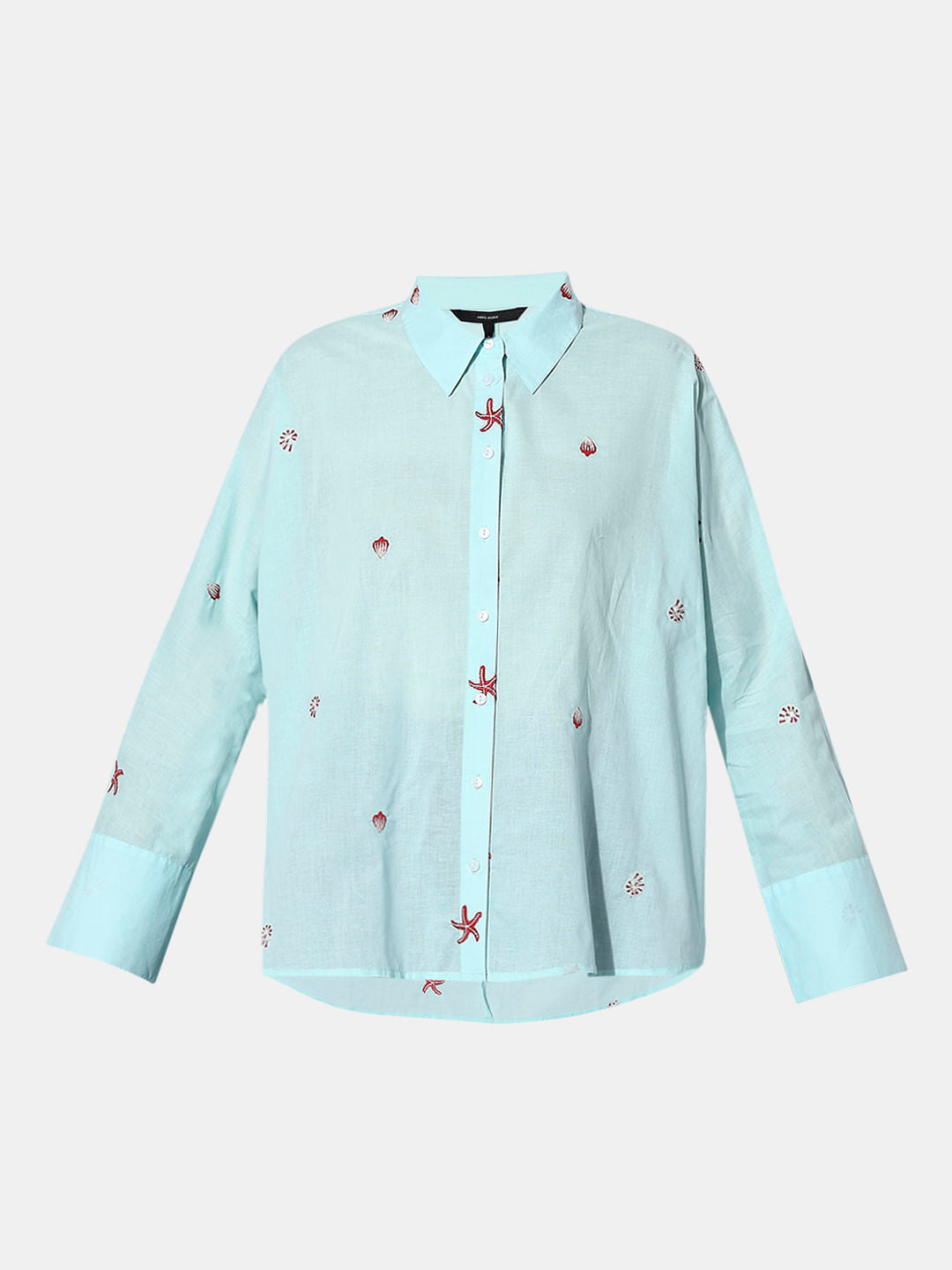 Blue Sea Shell Print Shirt