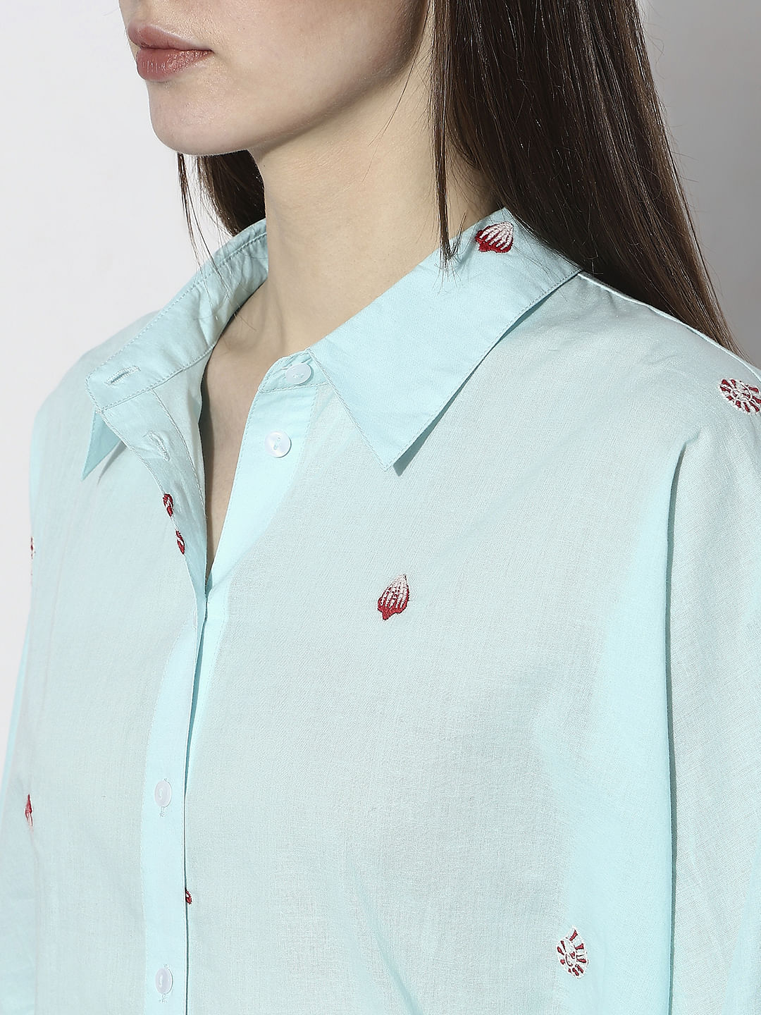 Blue Sea Shell Print Shirt