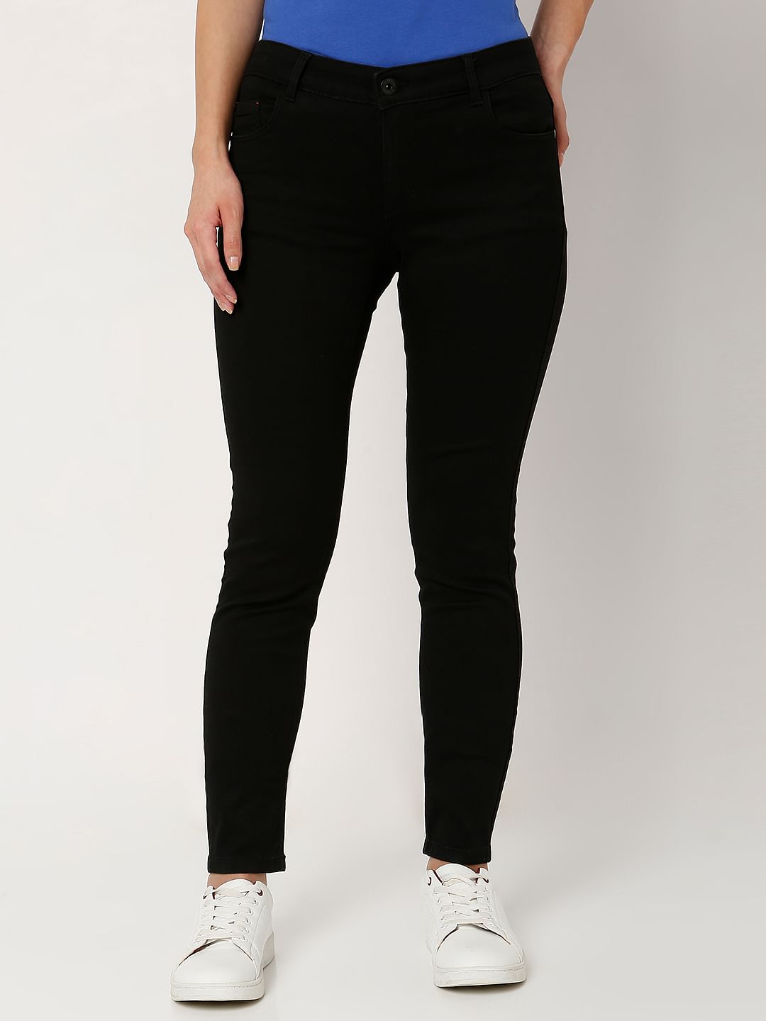 Black Mid Rise Wendy Skinny Jeans