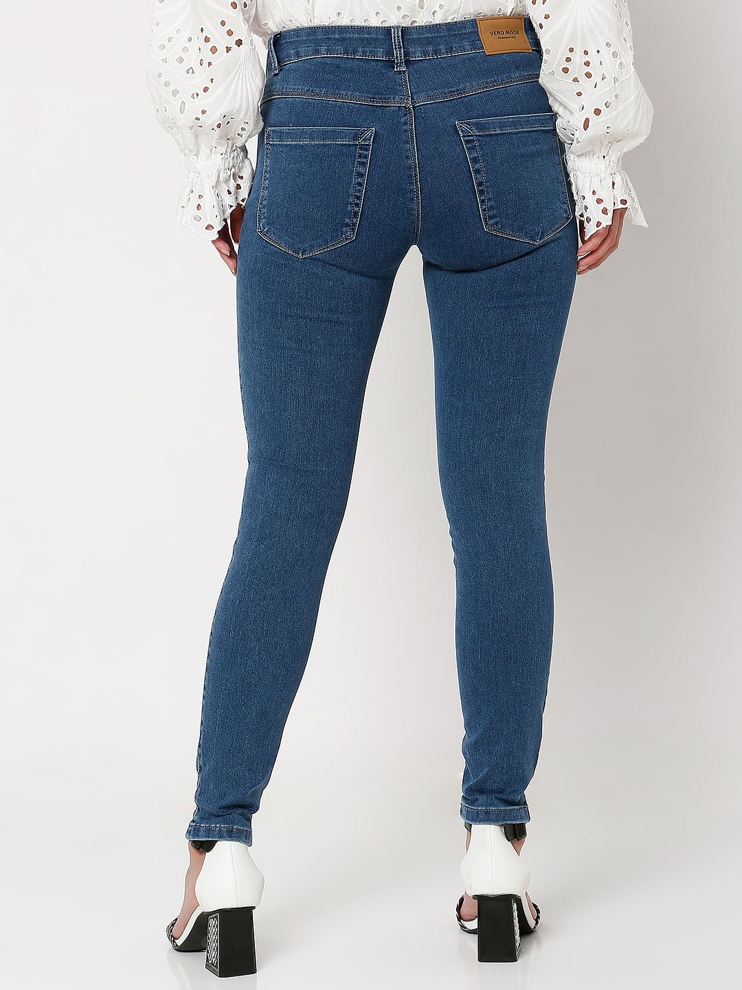 Blue Mid Rise Wendy Skinny Jeans