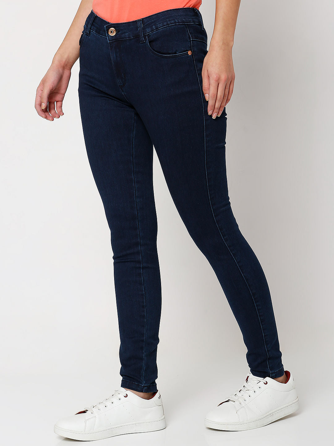 Dark Blue Mid Rise Wendy Skinny Jeans