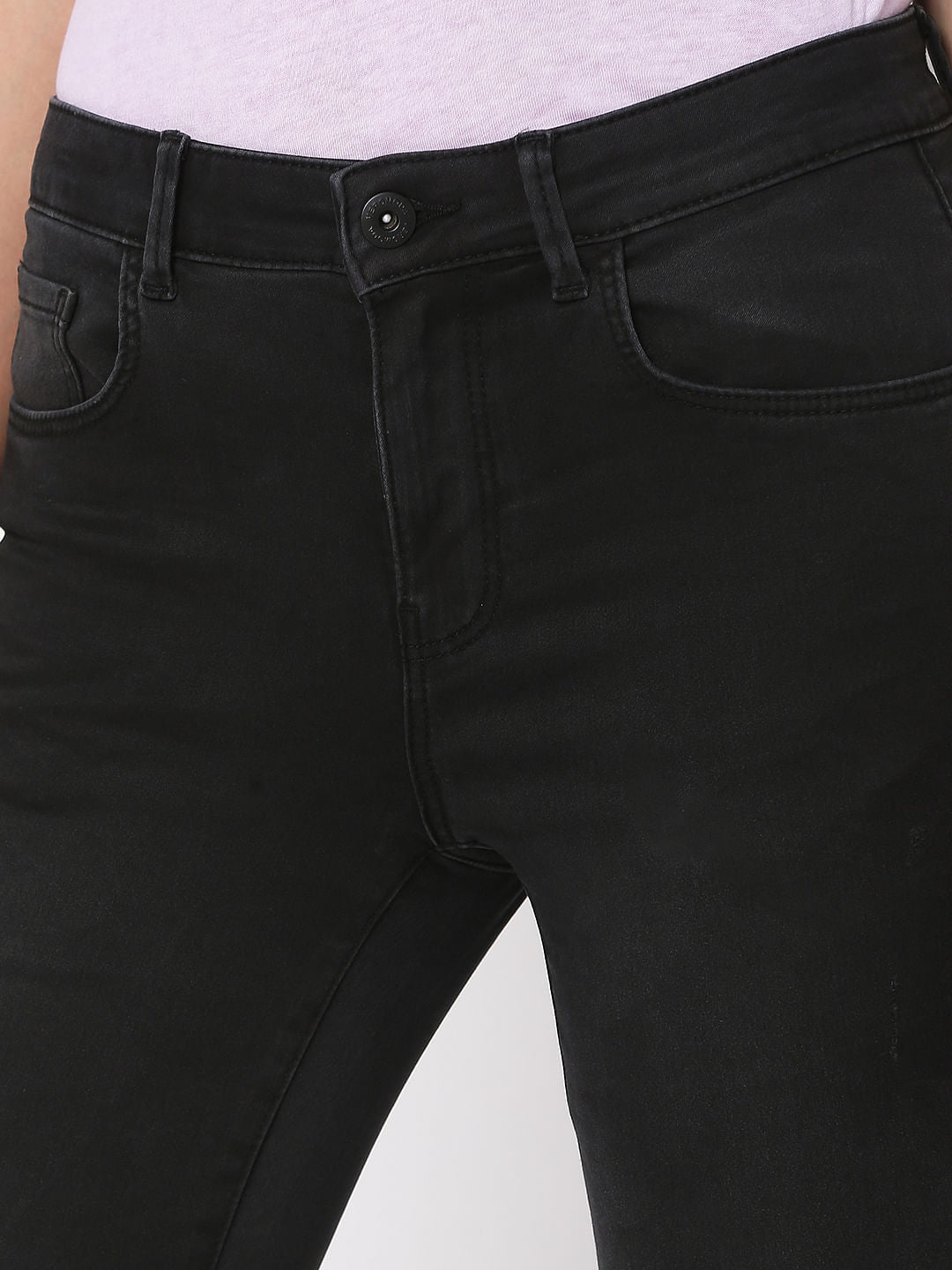 Black Mid Rise Pushup Wendy Skinny Jeans