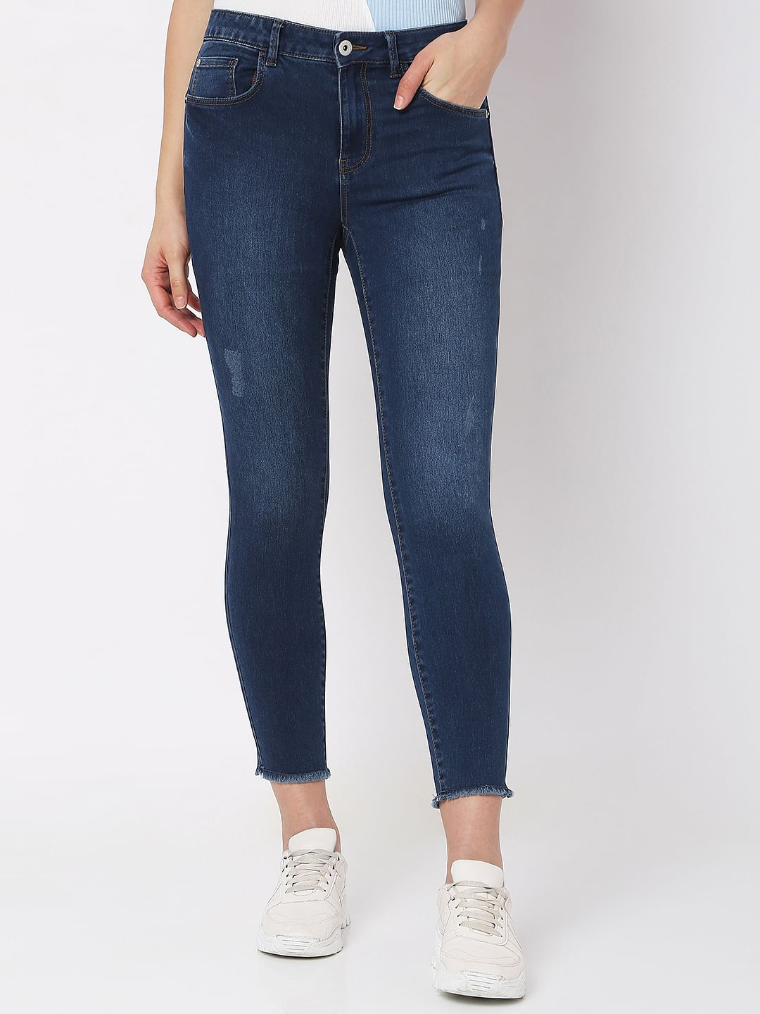 Blue Mid Rise Pushup Wendy Skinny Jeans