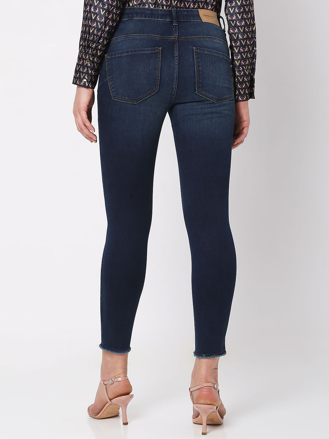 Dark Blue Mid Rise Pushup Wendy Skinny Jeans