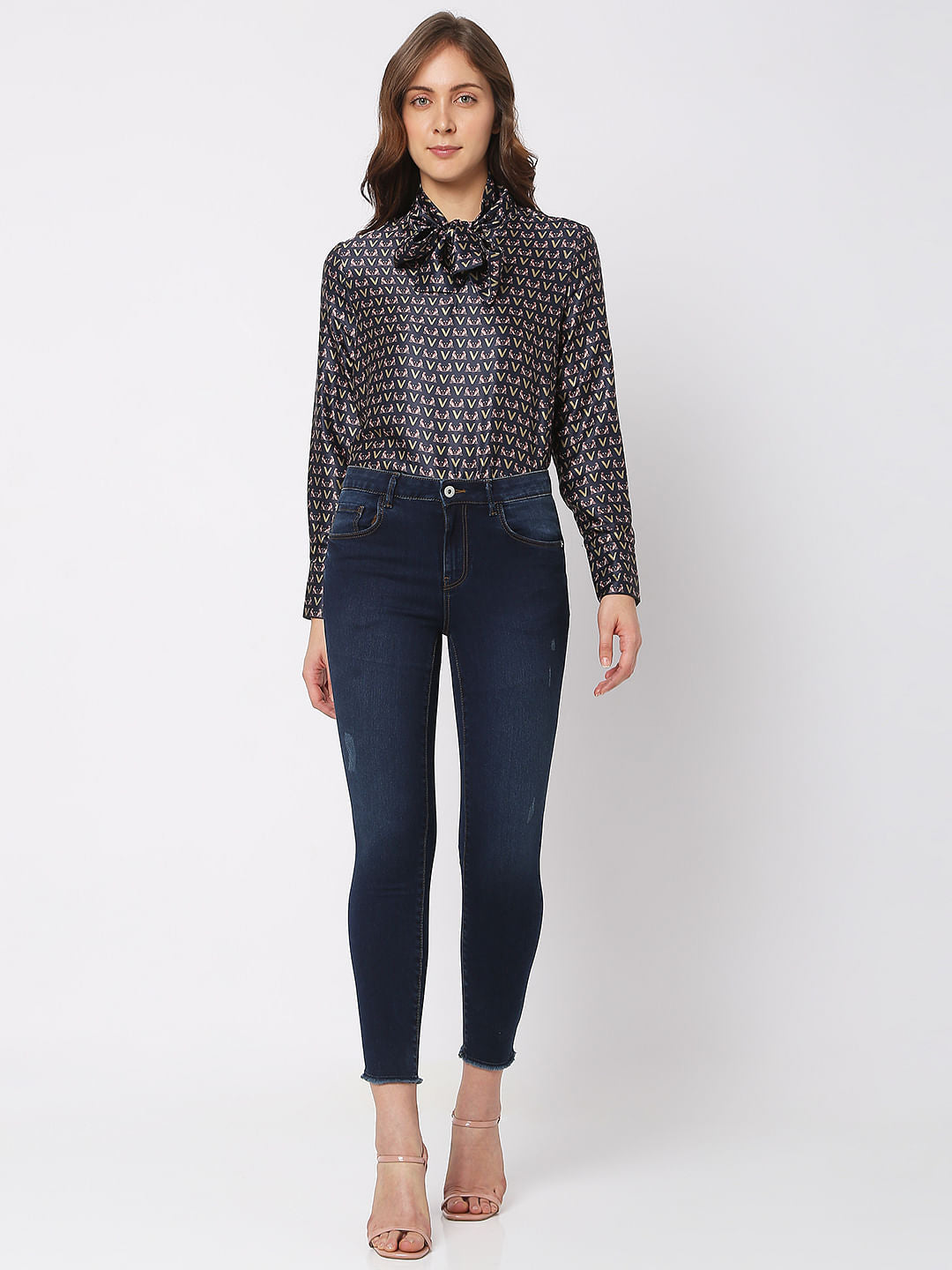 Dark Blue Mid Rise Pushup Wendy Skinny Jeans