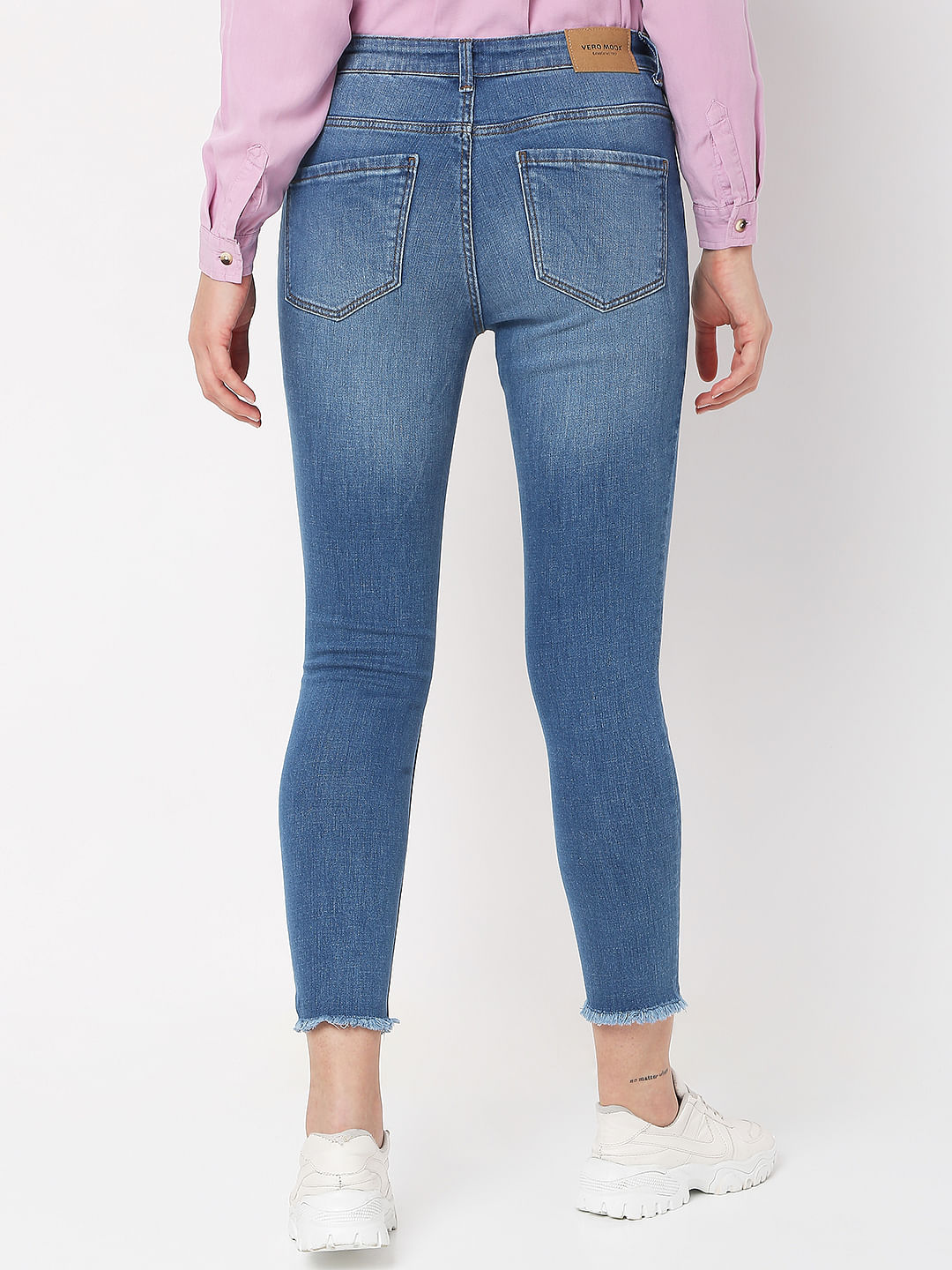 Blue Mid Rise Distressed Wendy Skinny Jeans