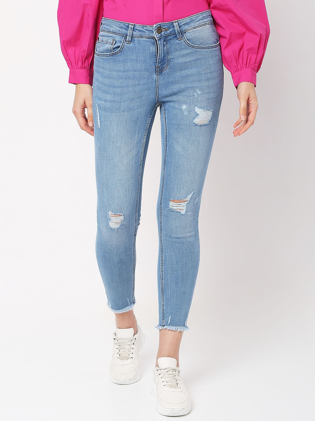 Skinny Jeans Next Girls Ripped Jeans Light Blue Mid Rise