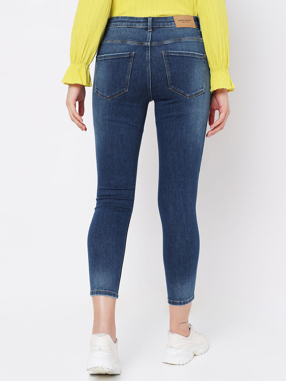 Blue Mid Rise Distressed Wendy Skinny Jeans