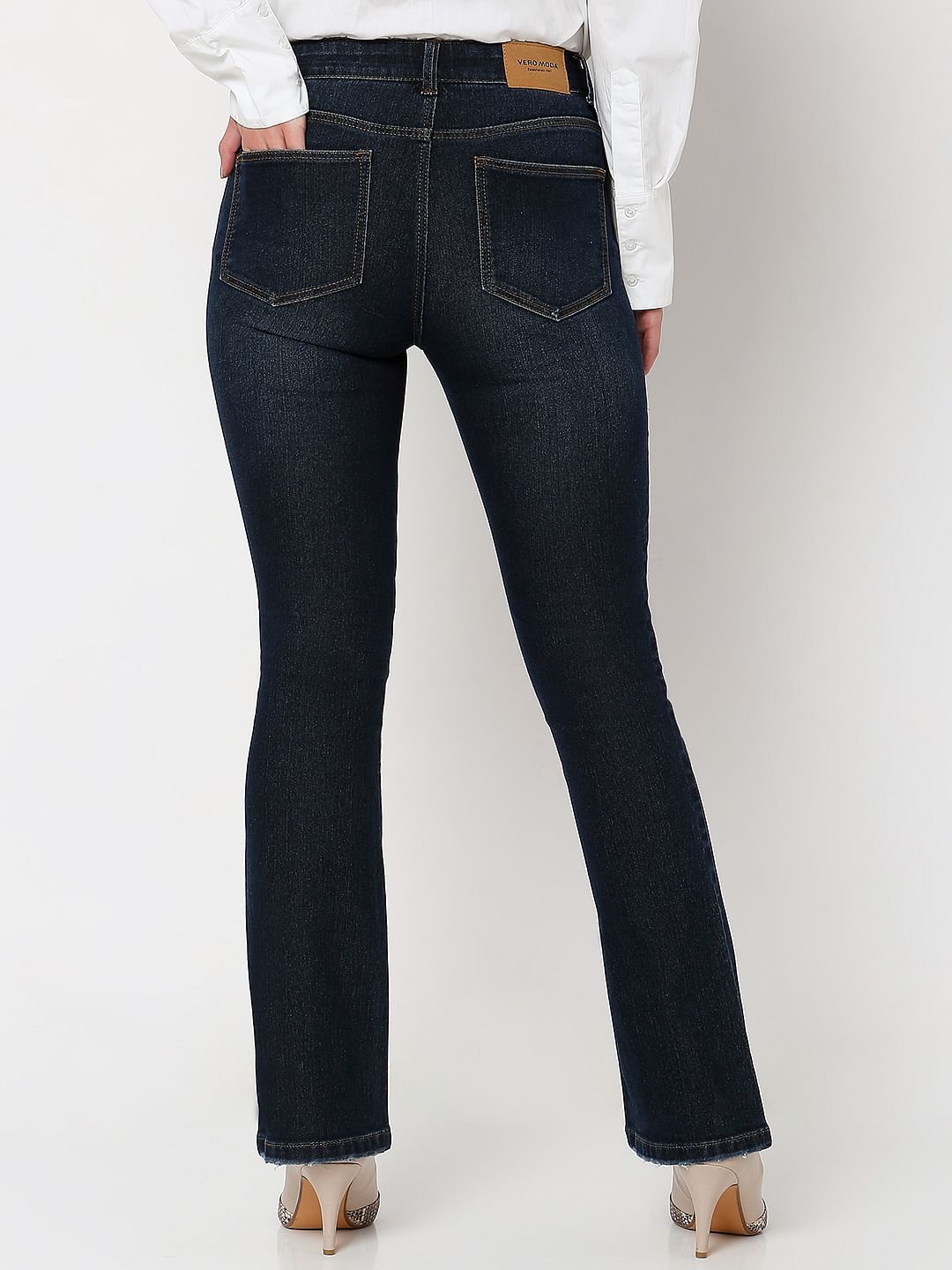 Dark Blue Mid Rise Bootcut Jeans