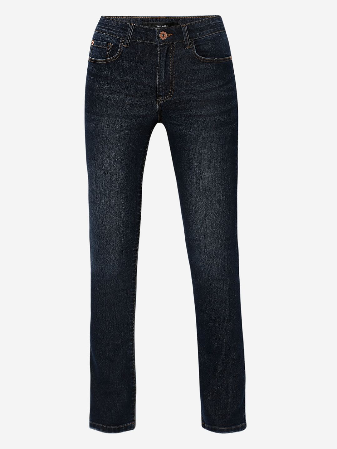 Dark Blue Mid Rise Bootcut Jeans