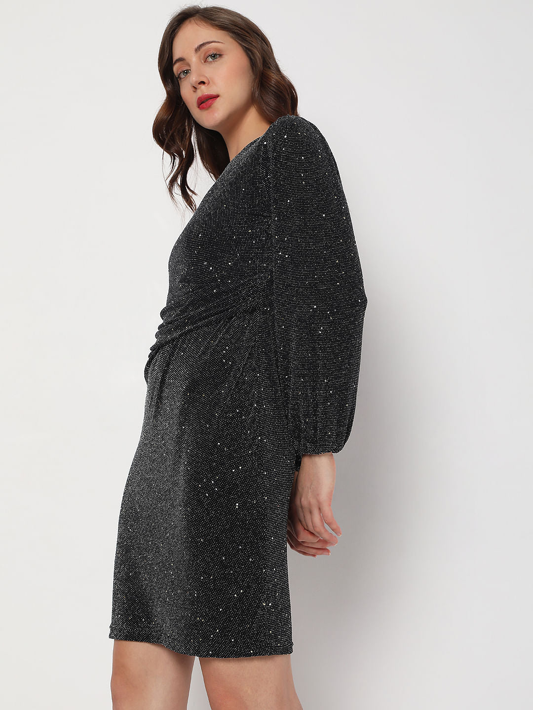 Black Shimmer Bodycon Dress