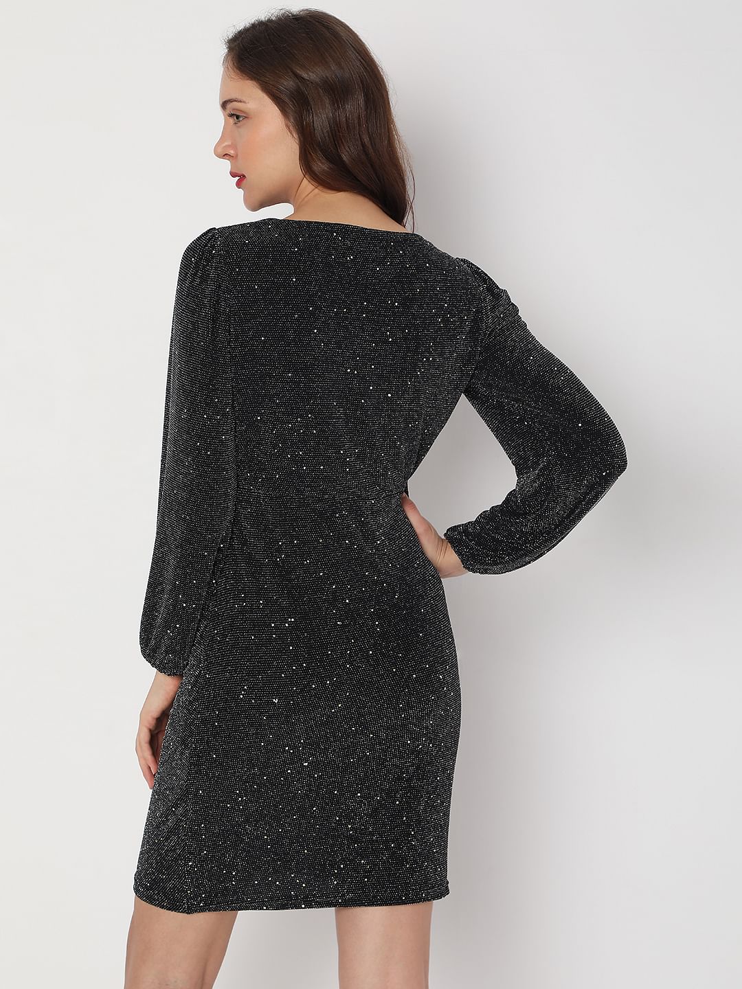 Black Shimmer Bodycon Dress