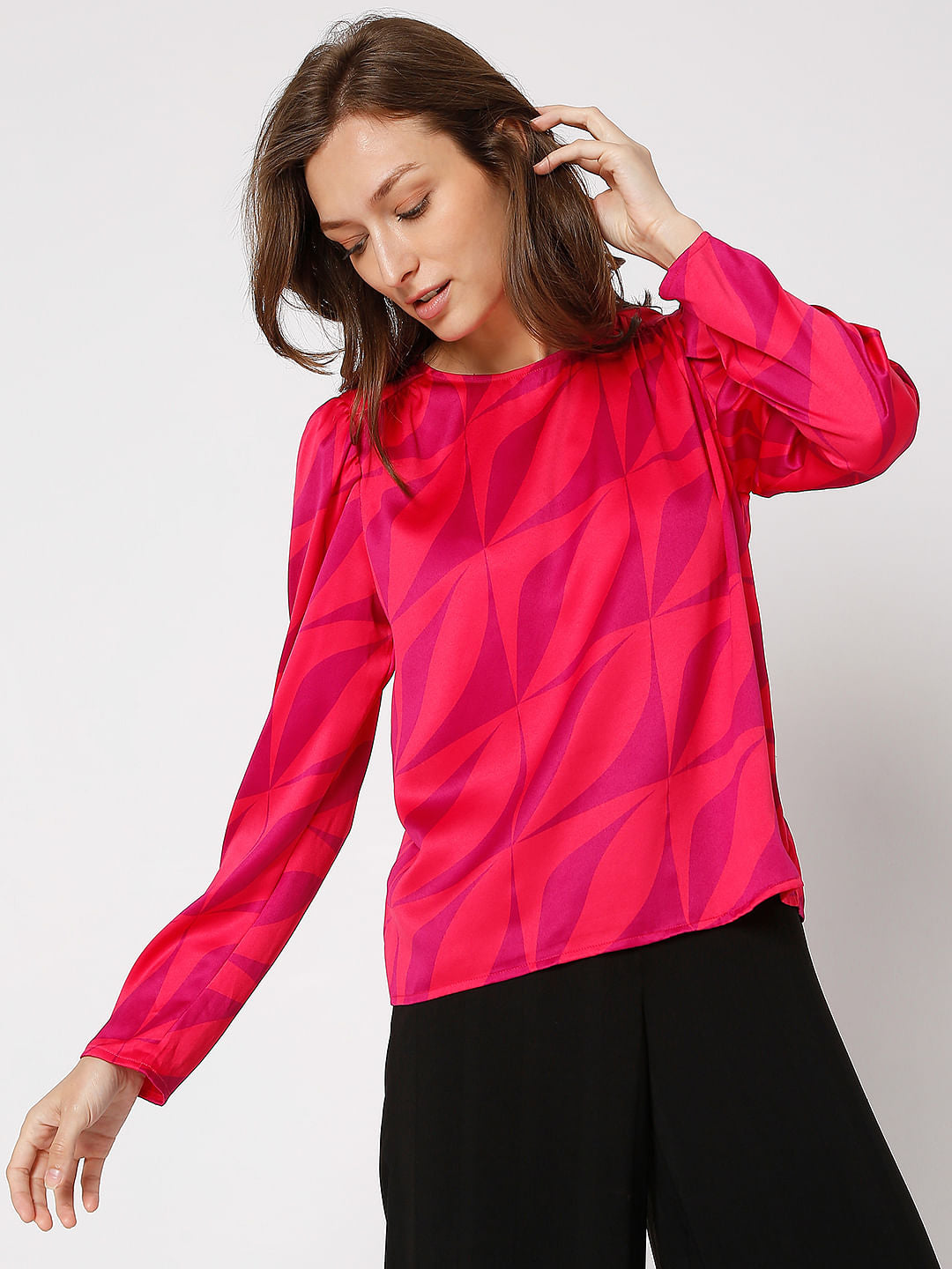 Red Abstract Print Top