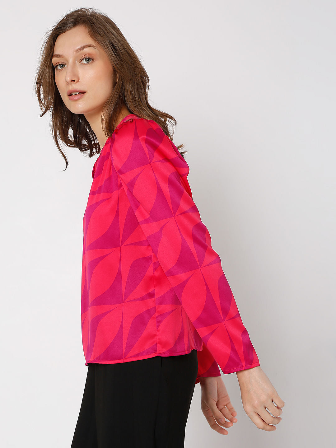 Red Abstract Print Top