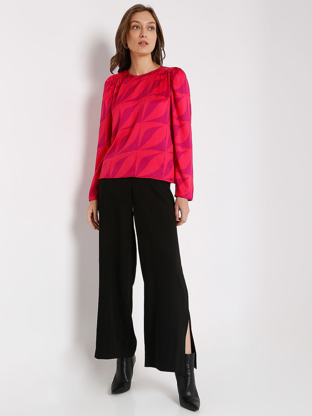 Red Abstract Print Top