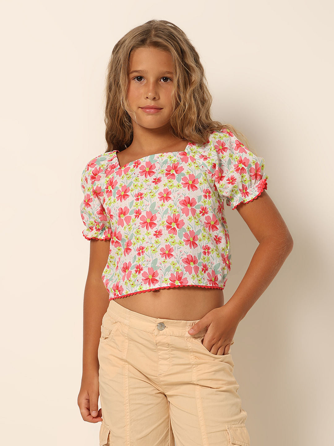 Girls Pink Floral Top
