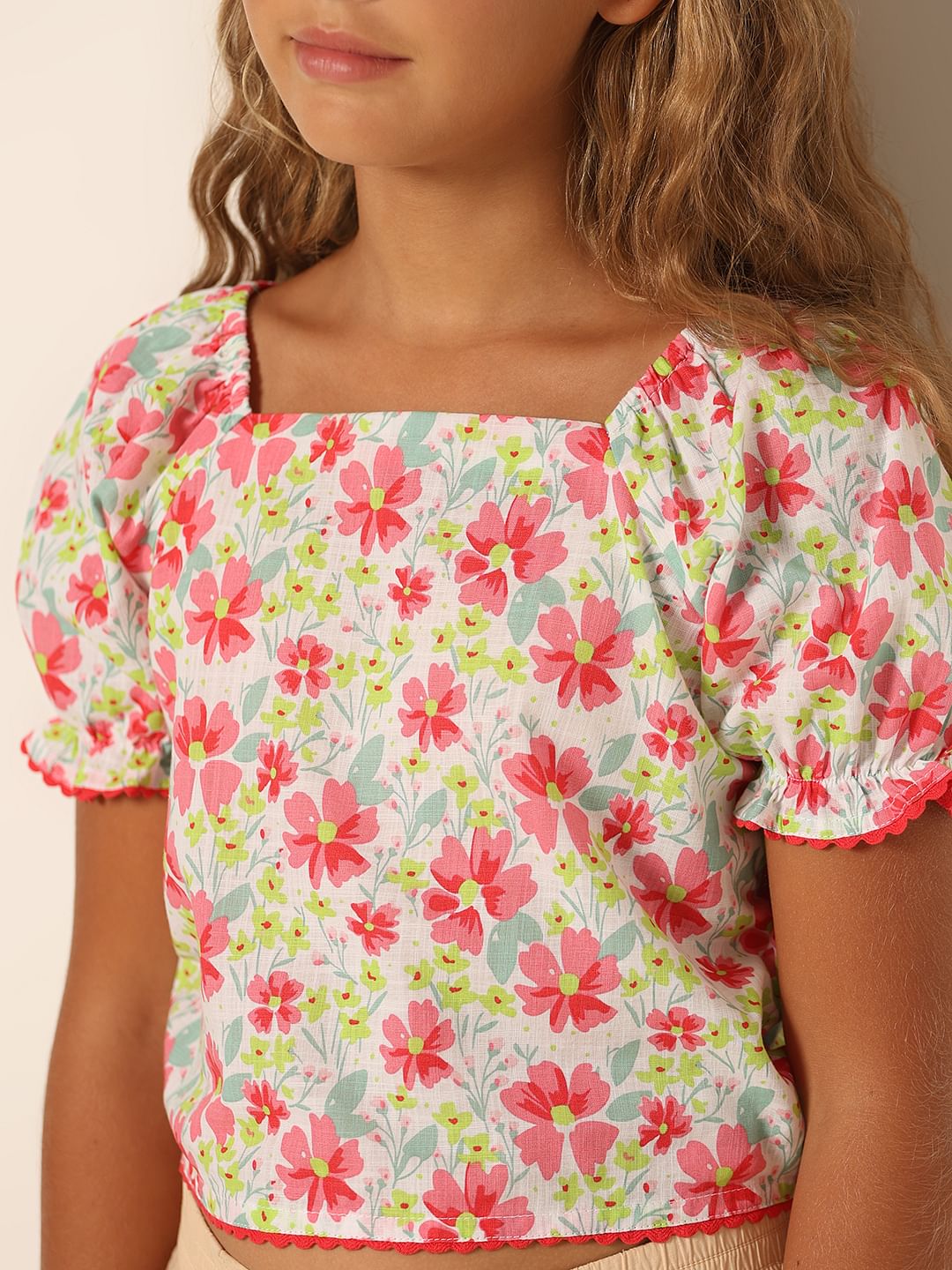 Girls Pink Floral Top