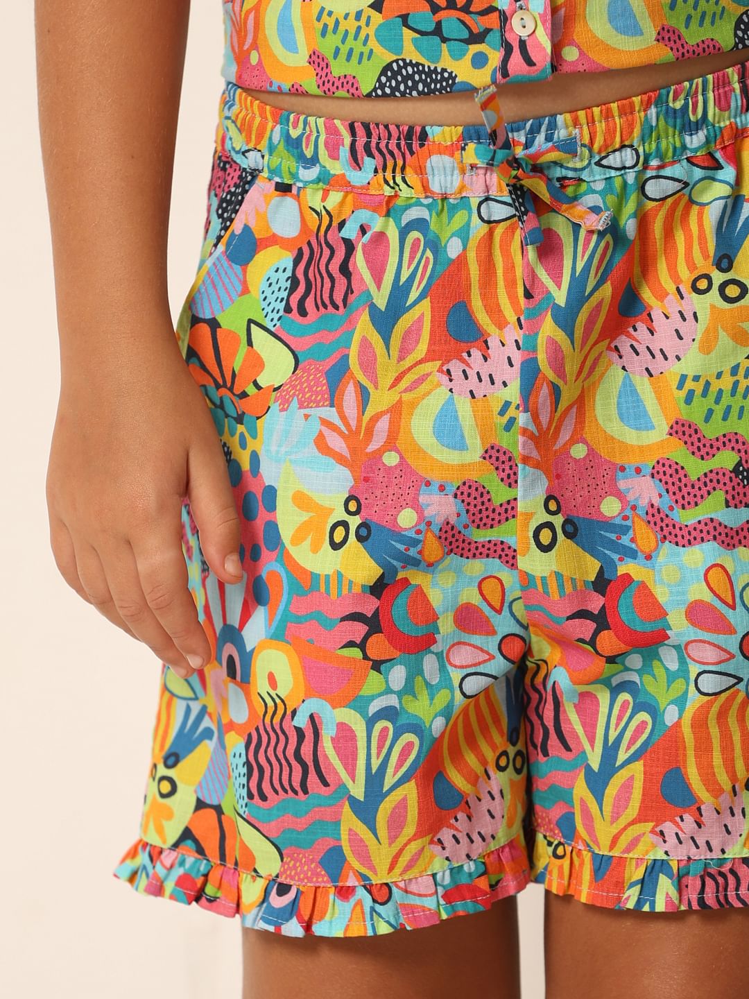 Multi-Colour Printed Co-Ord Set Shorts