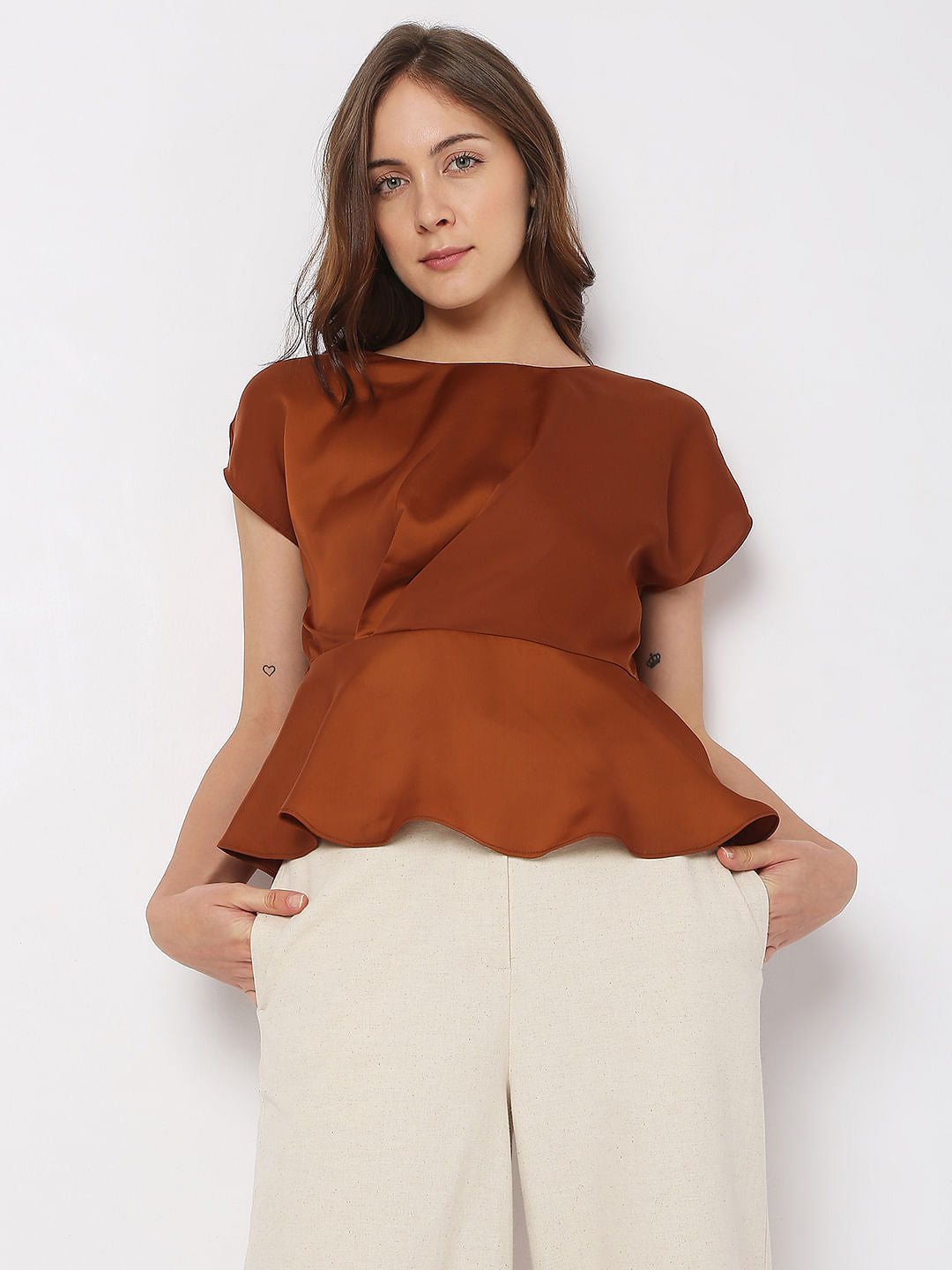 Brown Fit & Flare Top