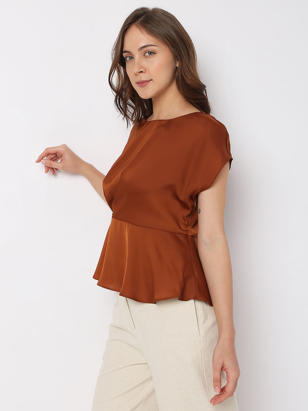 Brown Fit & Flare Top