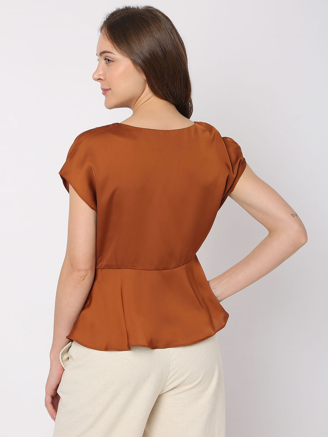 Brown Fit & Flare Top