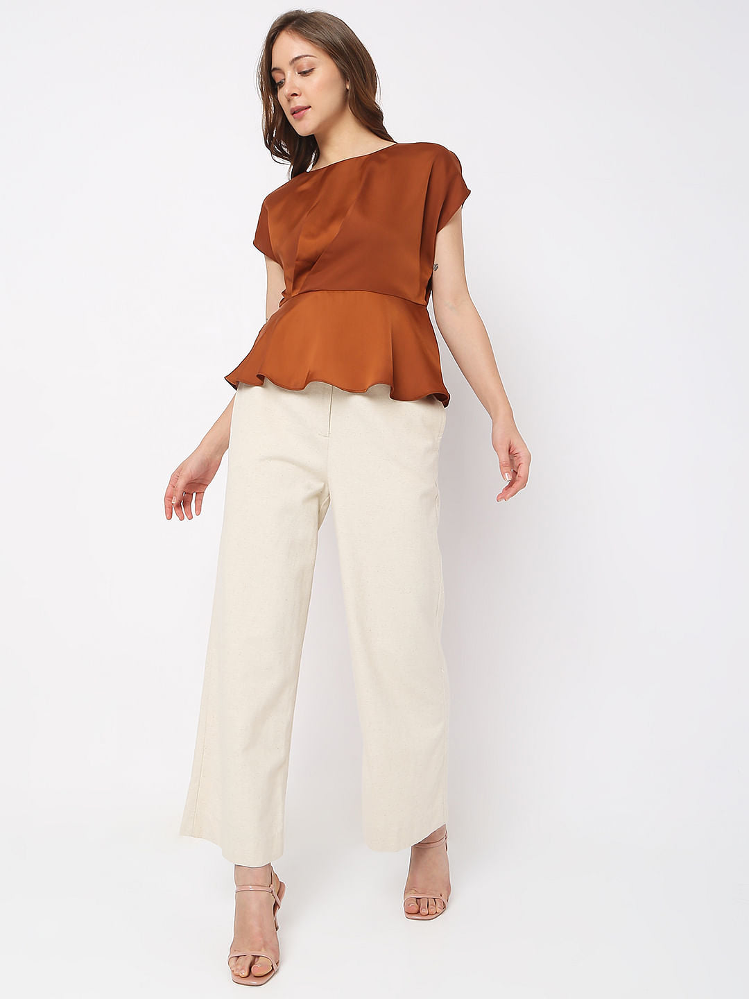 Brown Fit & Flare Top