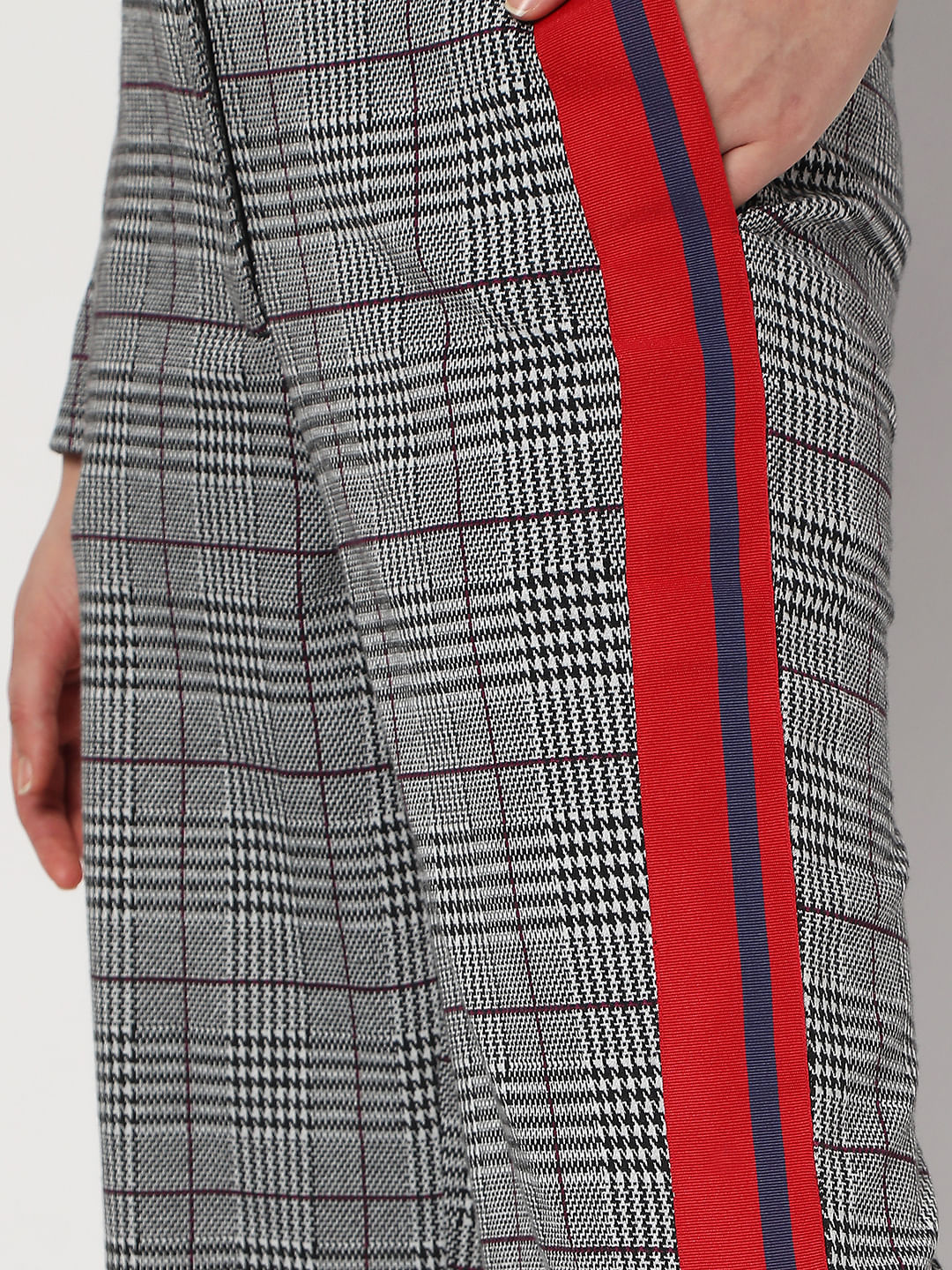 Grey High Rise Check Co-Ord Sweatpants