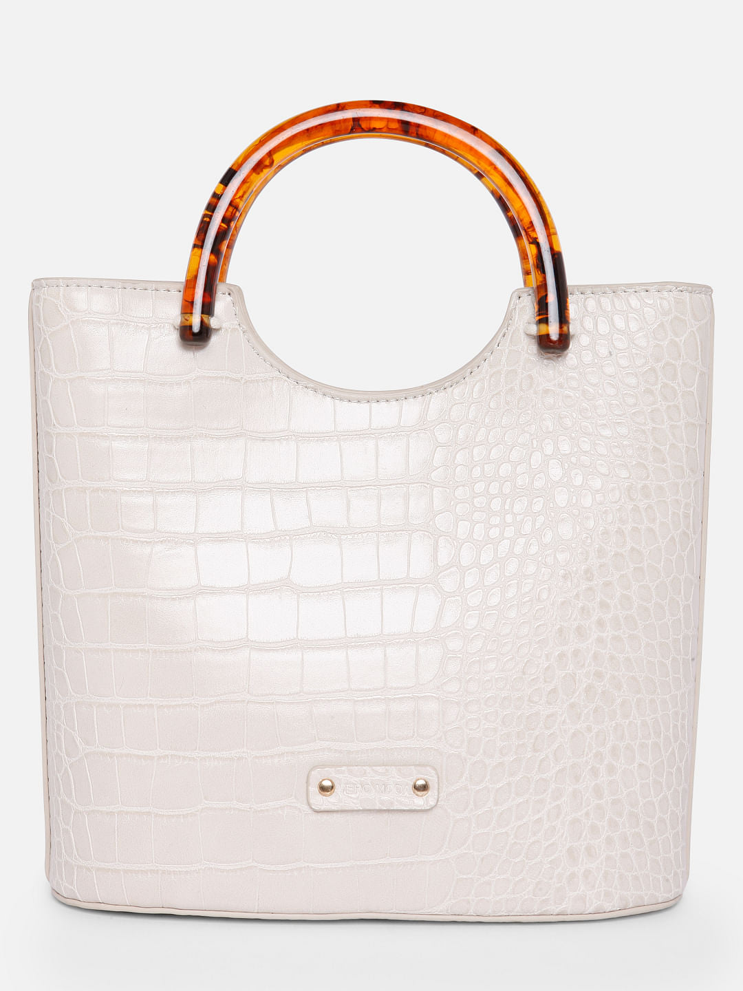 White Croc Embossed Tote Bag