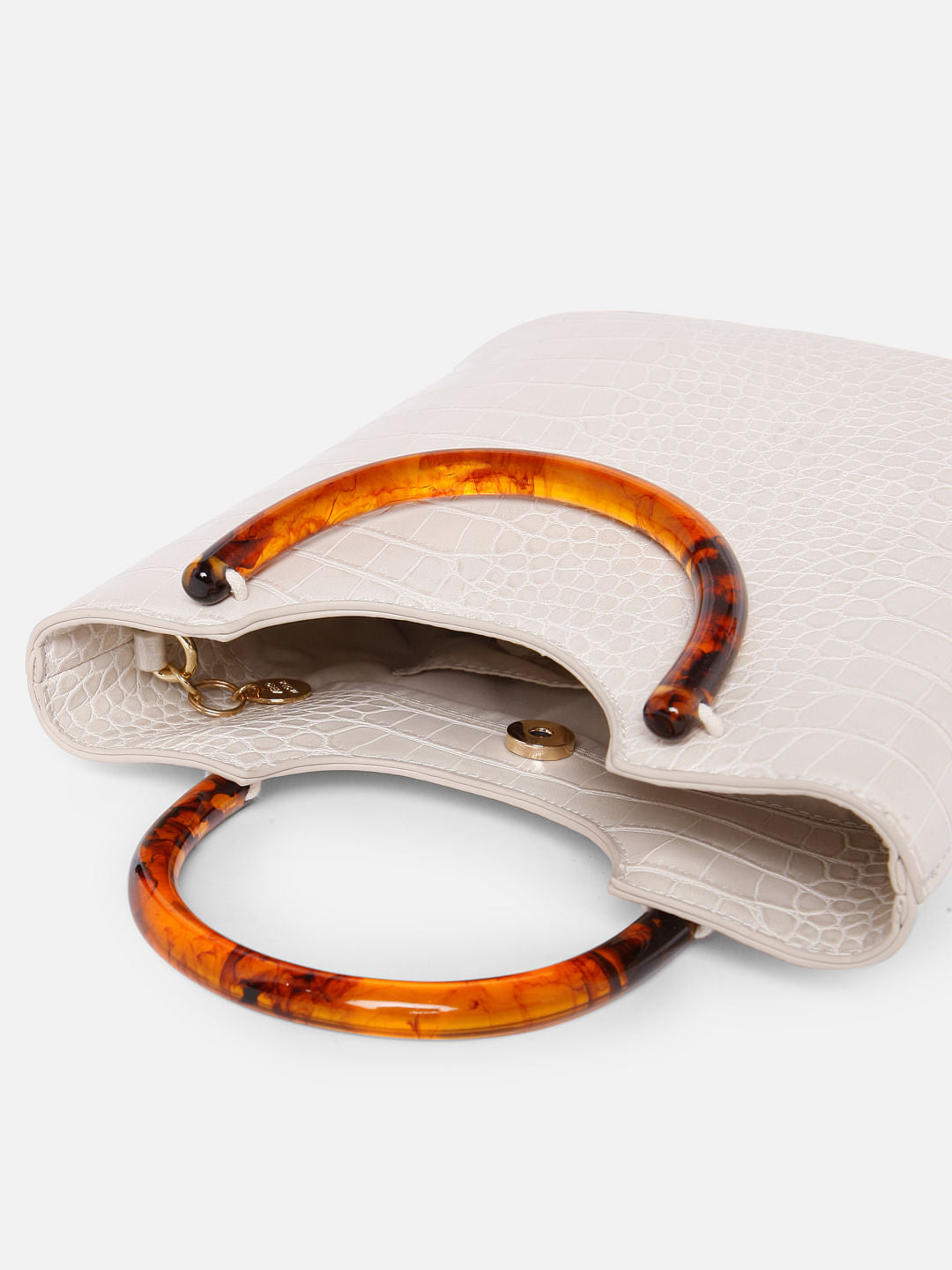 White Croc Embossed Tote Bag