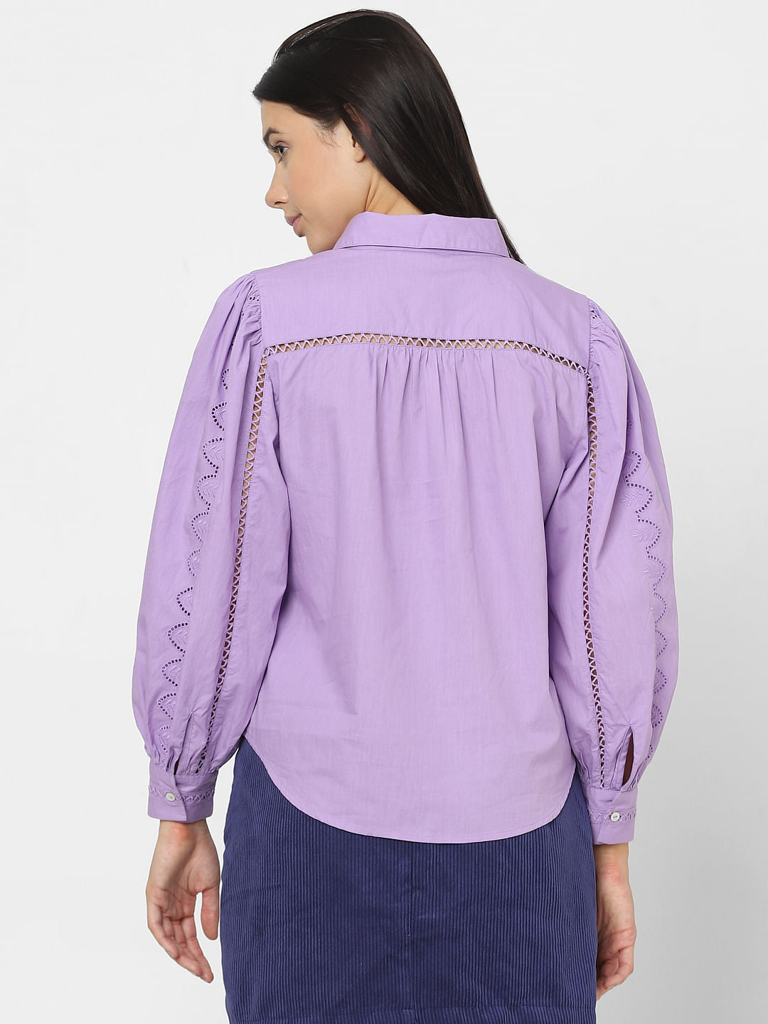 Purple Schiffli Cotton Shirt