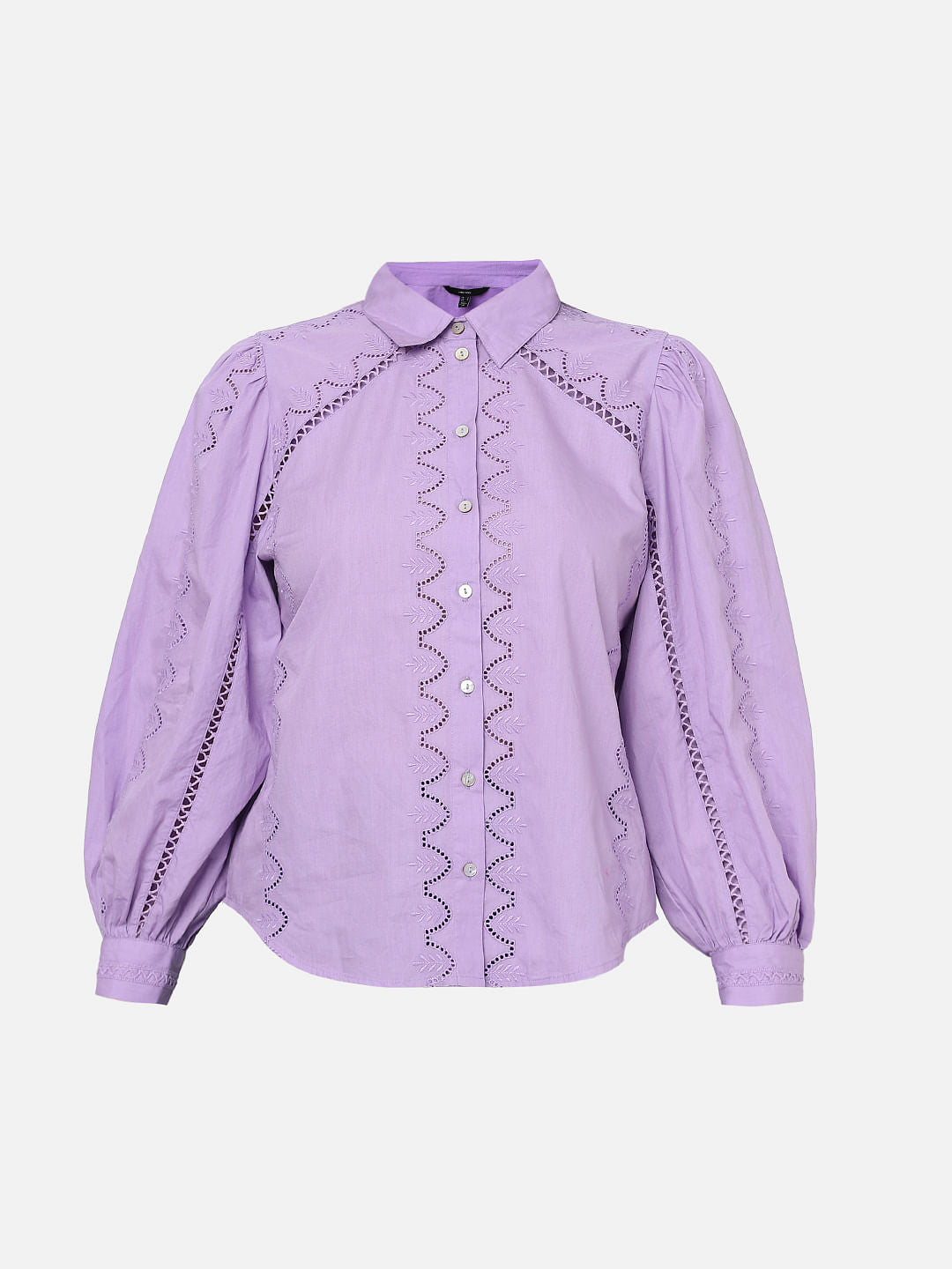 Purple Schiffli Cotton Shirt