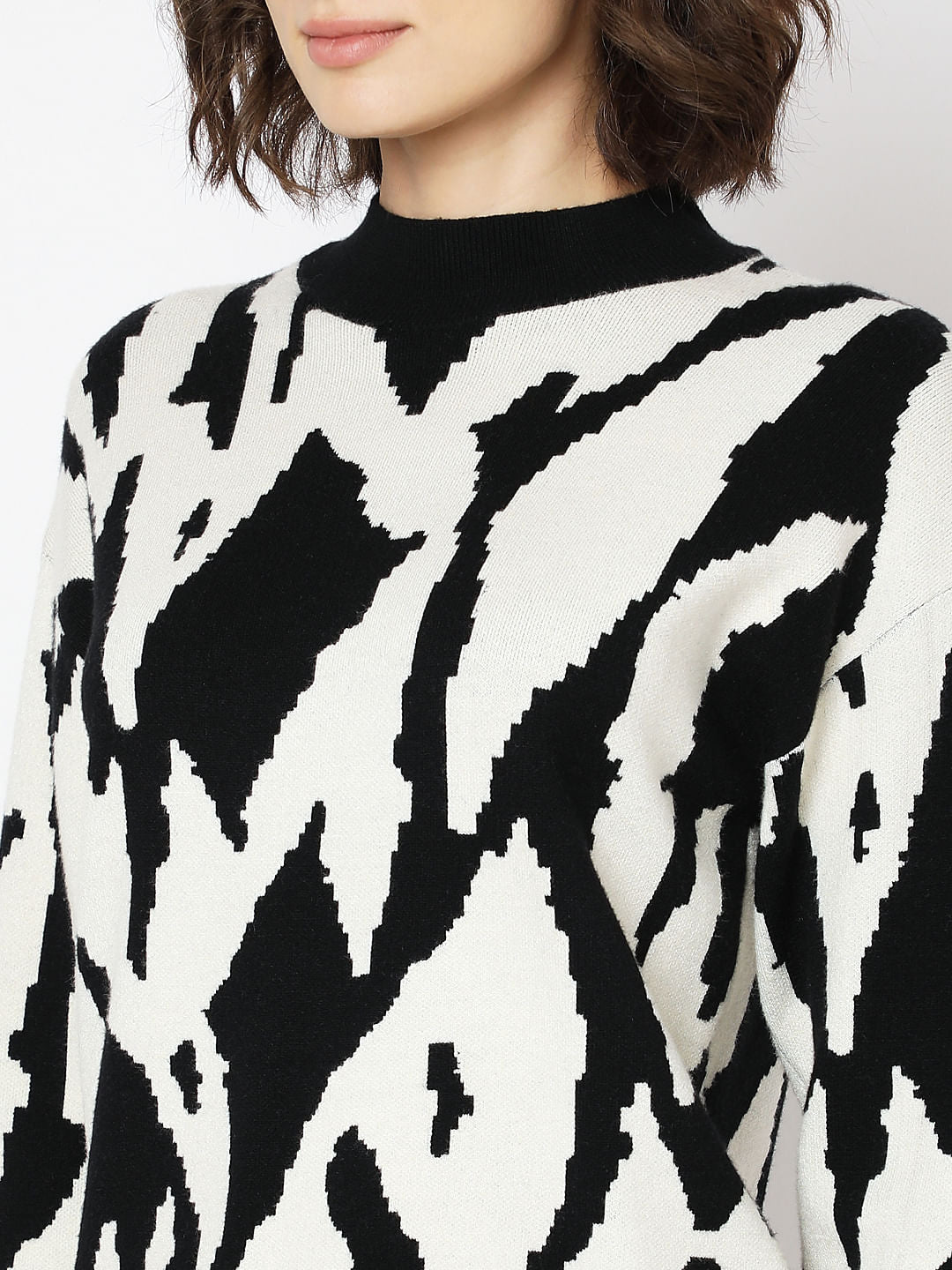 Monochrome High Neck Co-Ord Set Pullover