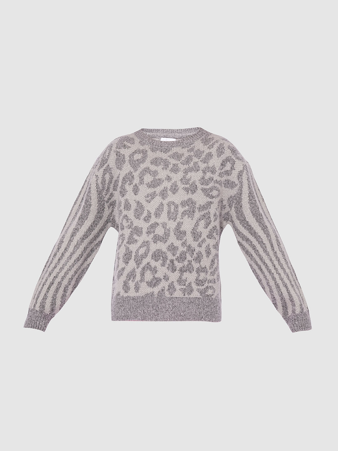 Girls Grey Printed Pullover