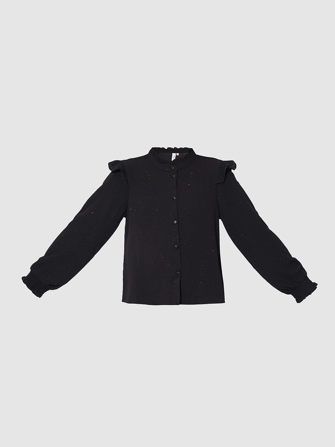 Girls Black Shimmer Co-Ord Set Shirt