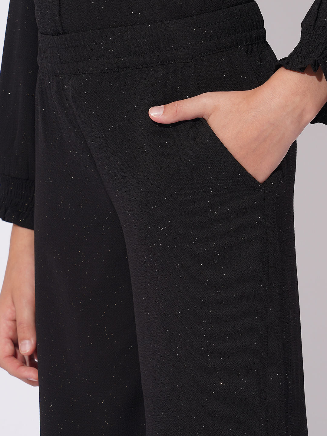 Girls Black Shimmer Co-Ord Set Pant