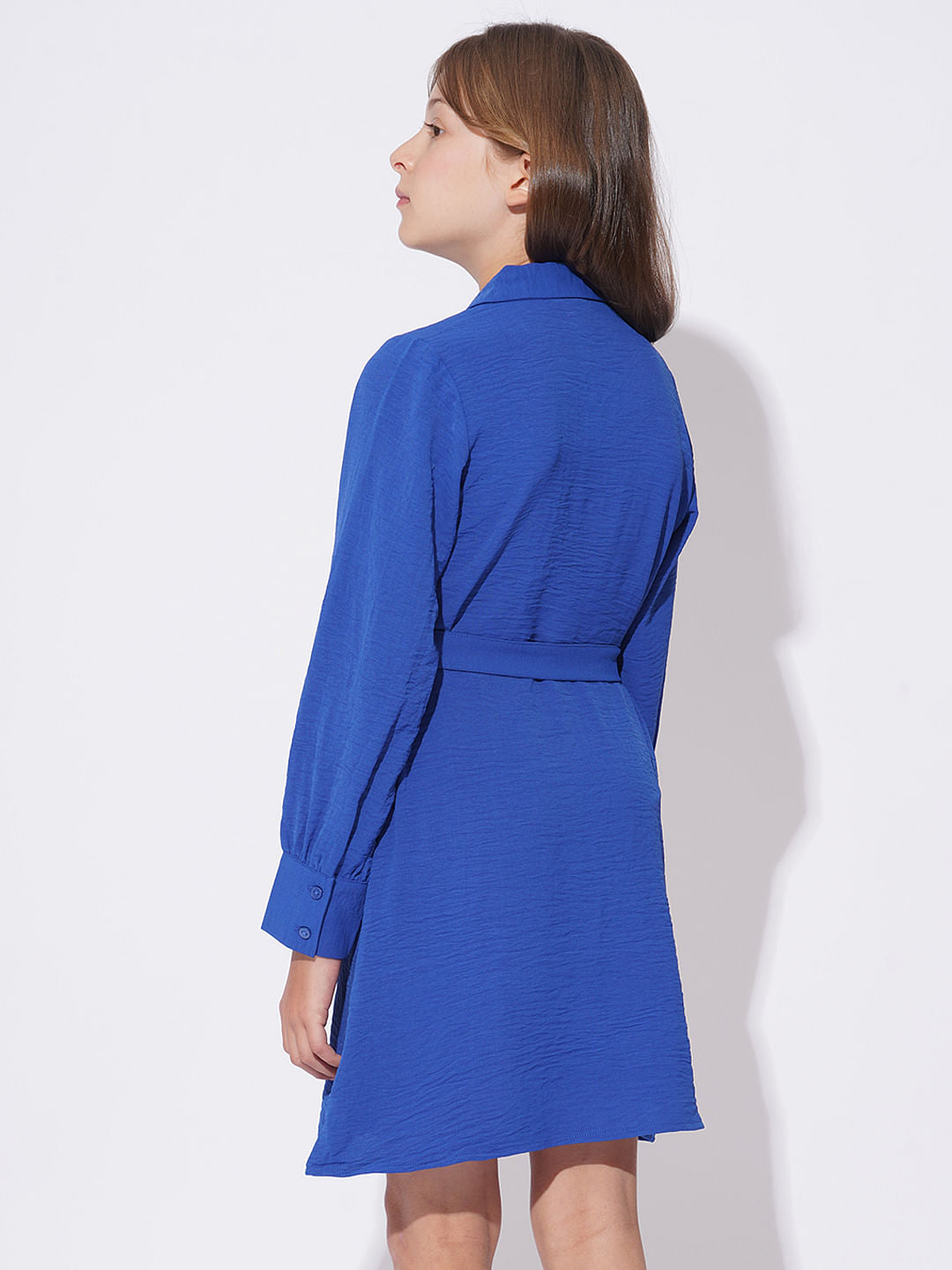 Girls Blue Short Shirt Dress