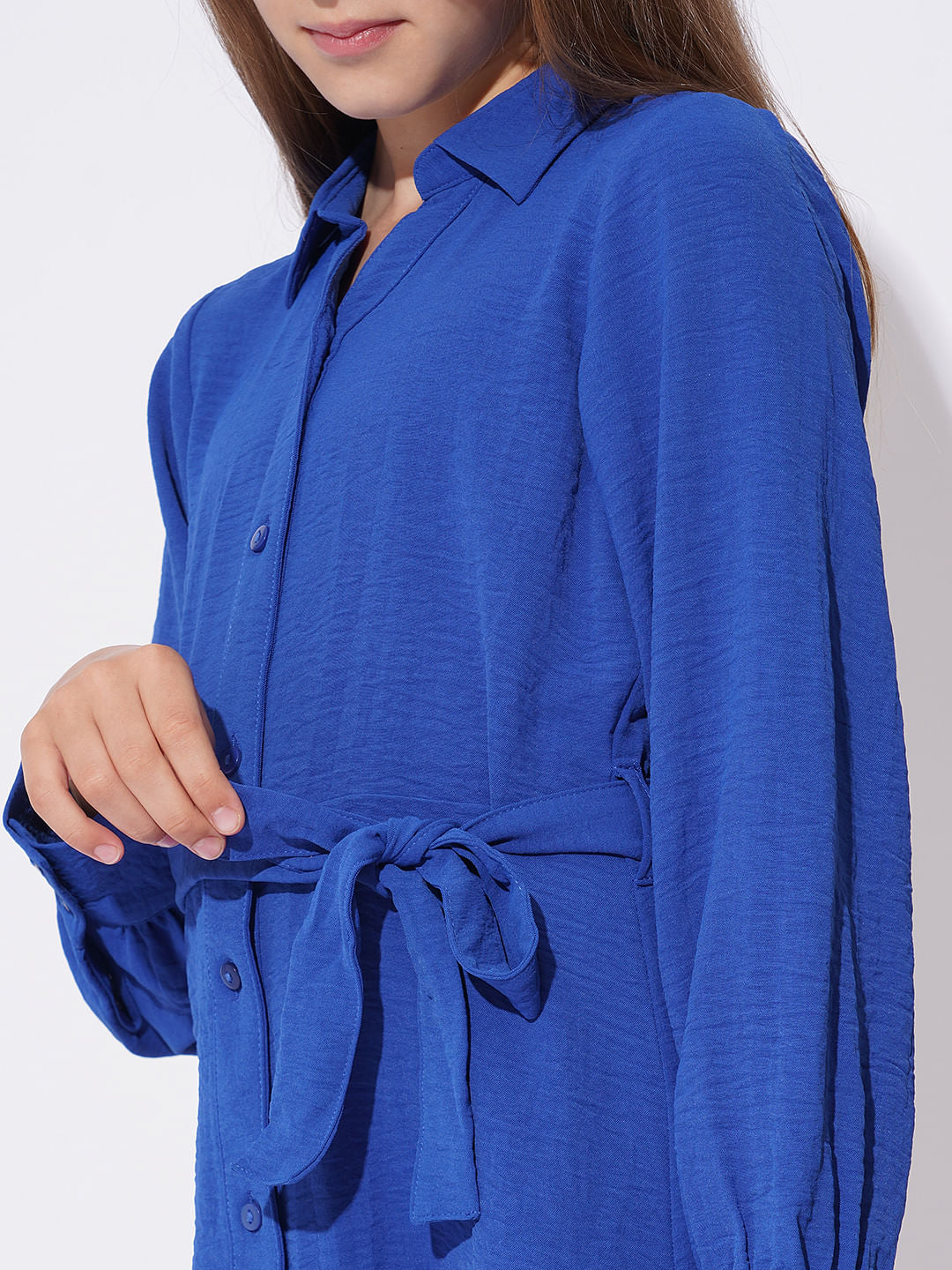 Girls Blue Short Shirt Dress