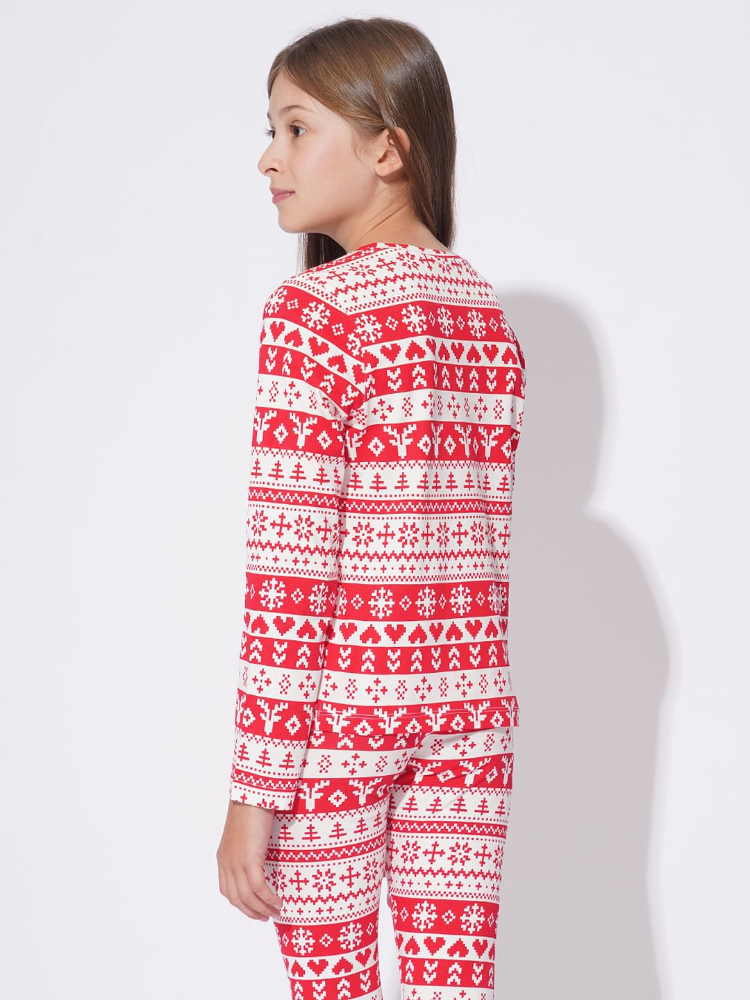 Girls Red Christmas Printed Co-Ord Set