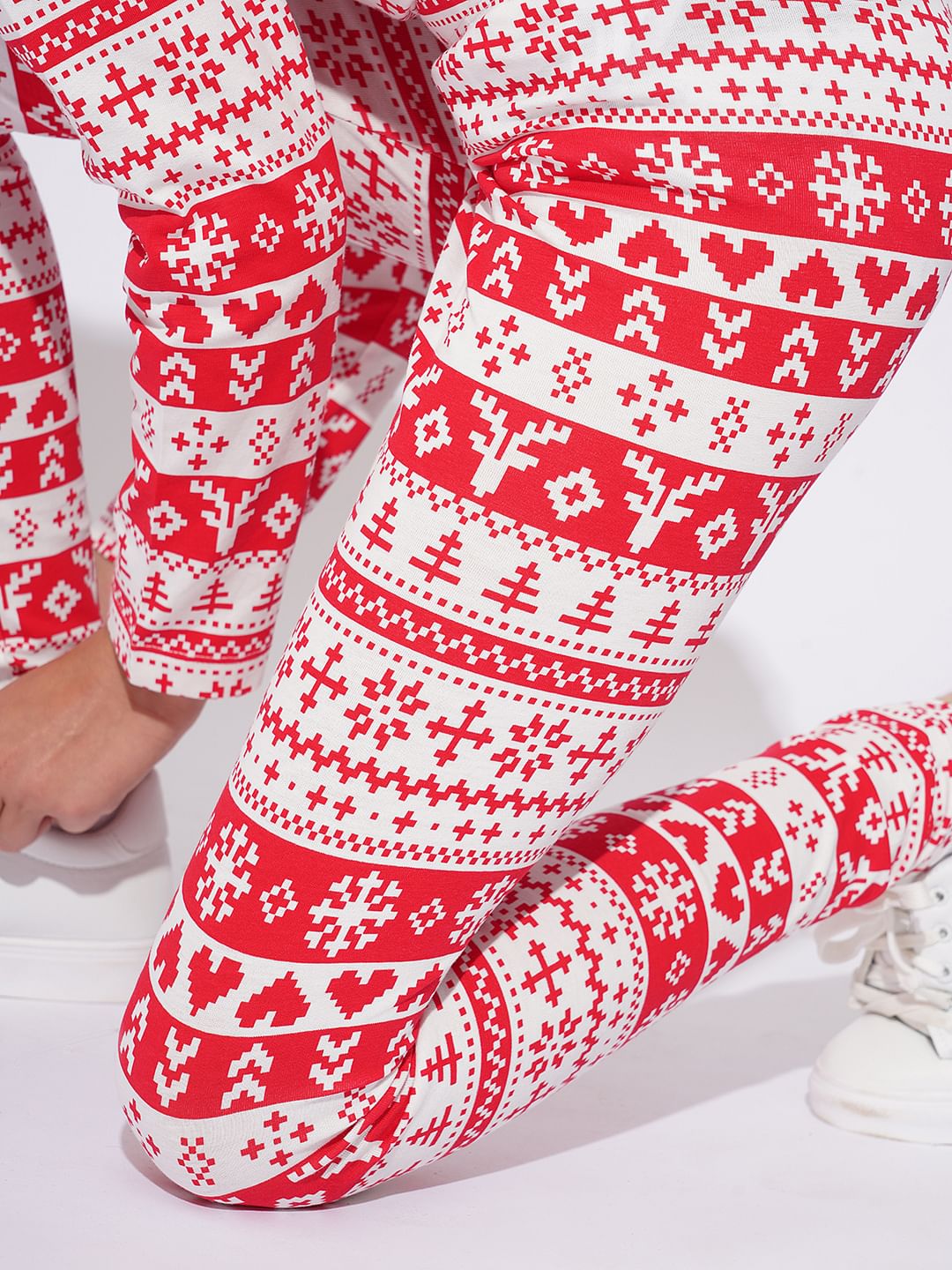 Girls White & Red Christmas Printed Co-Ord Set