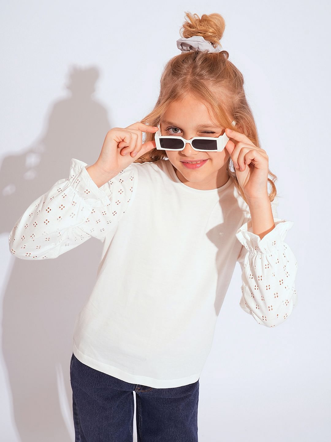 Girls White Organic Cotton Top