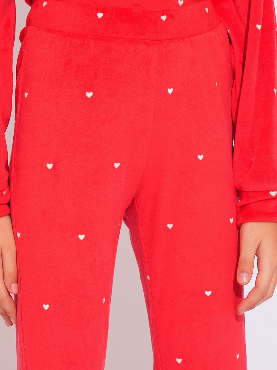 Girls Red Printed Co-Ord Set Flared Pant