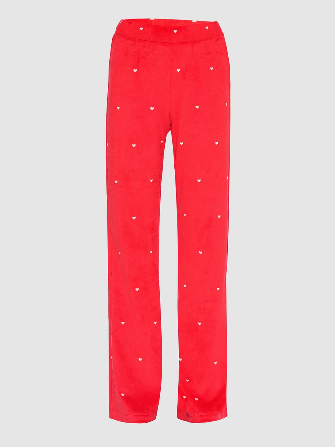 Girls Red Printed Co-Ord Set Flared Pant